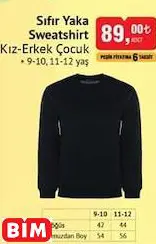 SIFIR YAKA SWEATSHİRT KIZ-ERKEK ÇOCUK
